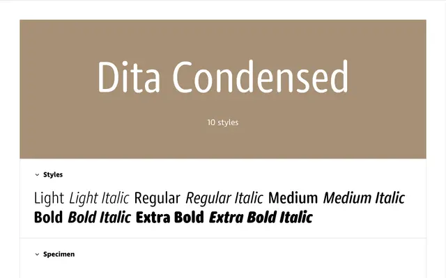 Dita Condensed specimen from Lettermin