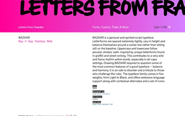Bazaar specimen from Letters from Sweden