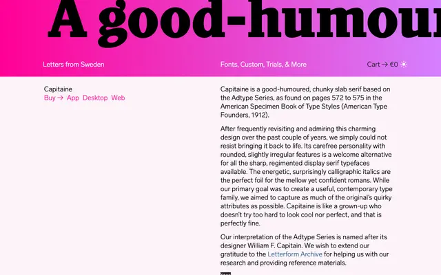 Capitaine specimen from Letters from Sweden