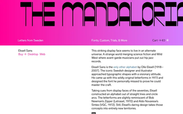 Eksell Sans specimen from Letters from Sweden