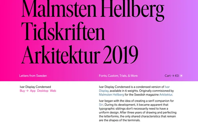 Ivar Display Condensed specimen from Letters from Sweden