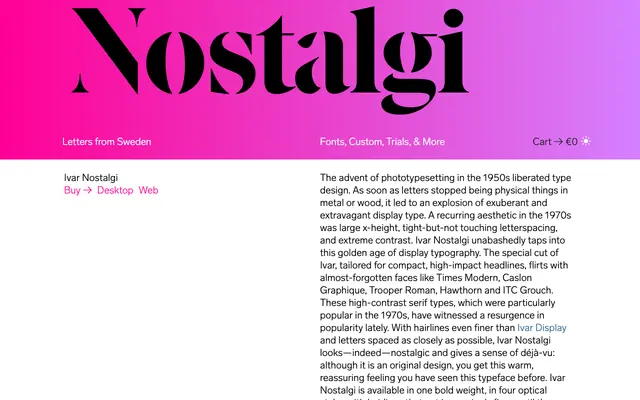 Ivar Nostalgi specimen from Letters from Sweden