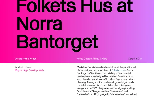 Markelius Sans specimen from Letters from Sweden