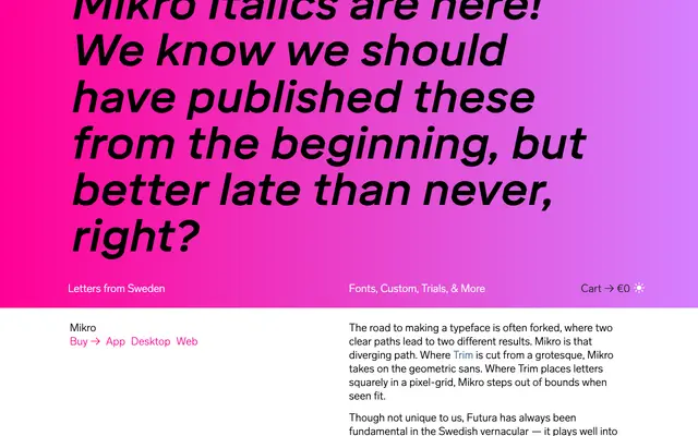 Mikro specimen from Letters from Sweden