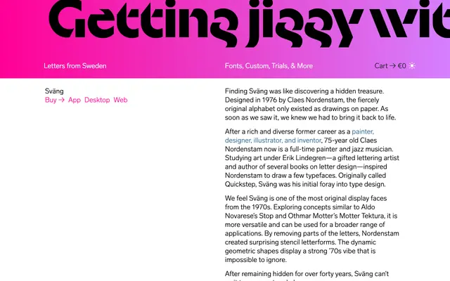Sväng specimen from Letters from Sweden