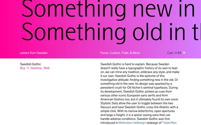 Swedish Gothic specimen from Letters from Sweden