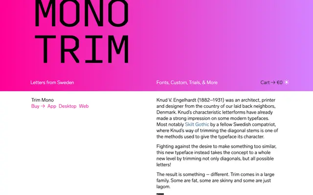 Trim Mono specimen from Letters from Sweden
