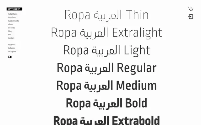 Ropa Sans Arabic specimen from Lettersoup