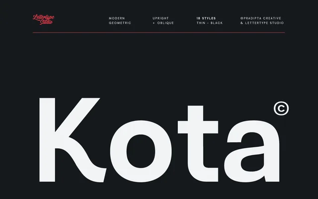 Kota Sans specimen from Lettertype Studio