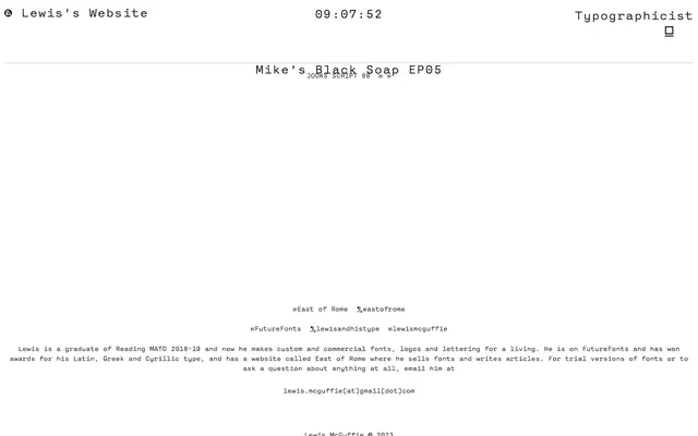 Jooks Script 9B specimen from Lewis McGuffie