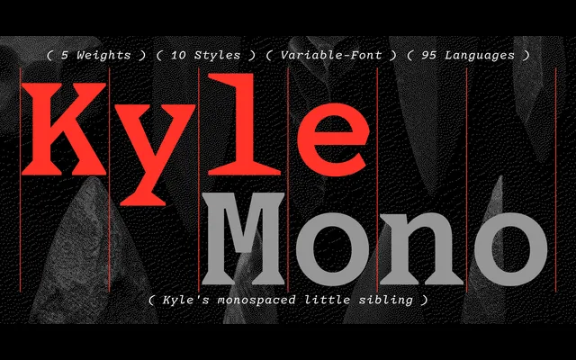 Kyle Mono specimen from Ligature Type