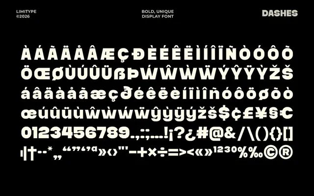 Dashes specimen from limitype