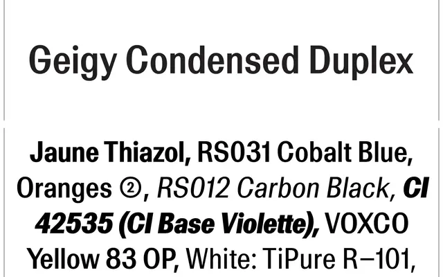 Geigy Cond Duplex specimen from Lineto