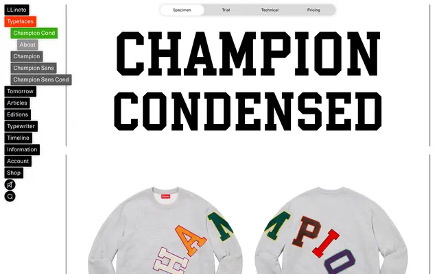 LL Champion Cond specimen from Lineto