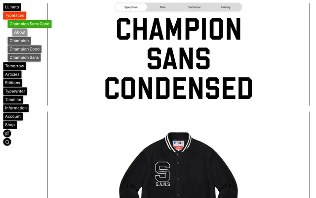 LL Champion Sans Cond specimen from Lineto