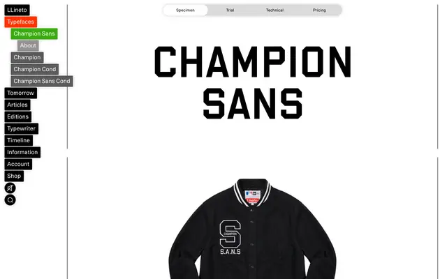 LL Champion Sans specimen from Lineto