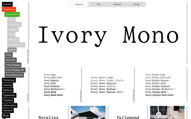 LL Ivory Mono specimen from Lineto