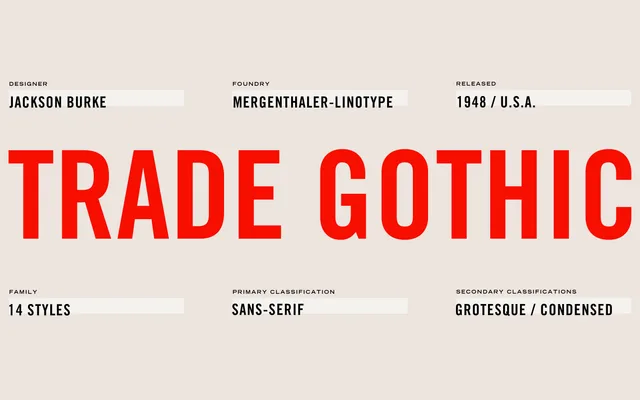 Trade Gothic specimen from Linotype
