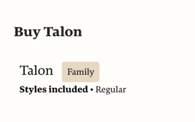 Talon specimen from Lipton Letter Design