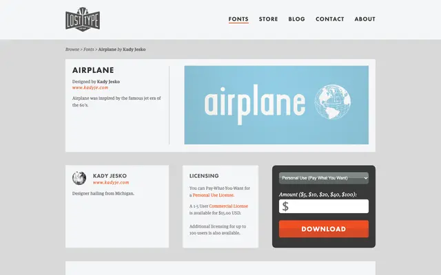 Airplane specimen from Lost Type Co-op