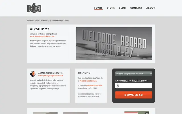 Airship 27 specimen from Lost Type Co-op