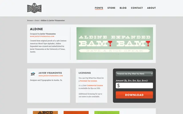 Aldine specimen from Lost Type Co-op