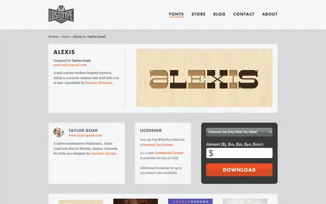Alexis specimen from Lost Type Co-op