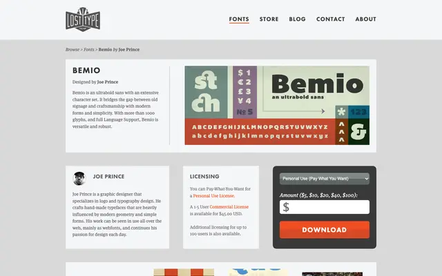 Bemio specimen from Lost Type Co-op