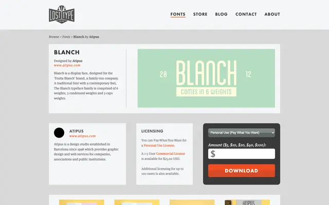 Blanch specimen from Lost Type Co-op