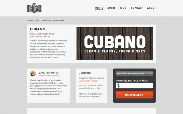 Cubano specimen from Lost Type Co-op
