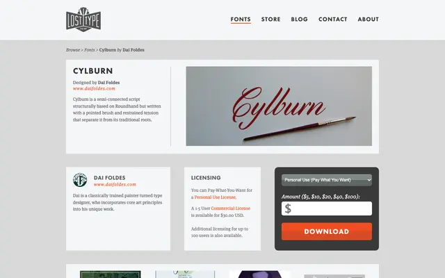 Cylburn specimen from Lost Type Co-op