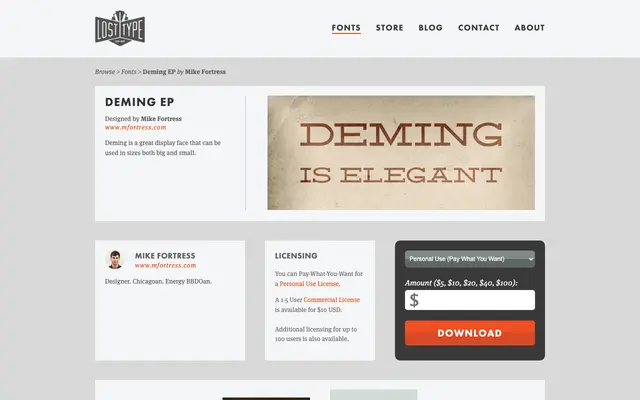 Deming EP specimen from Lost Type Co-op