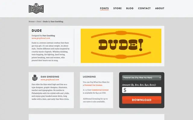 Dude specimen from Lost Type Co-op