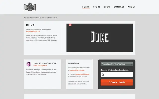 Duke specimen from Lost Type Co-op