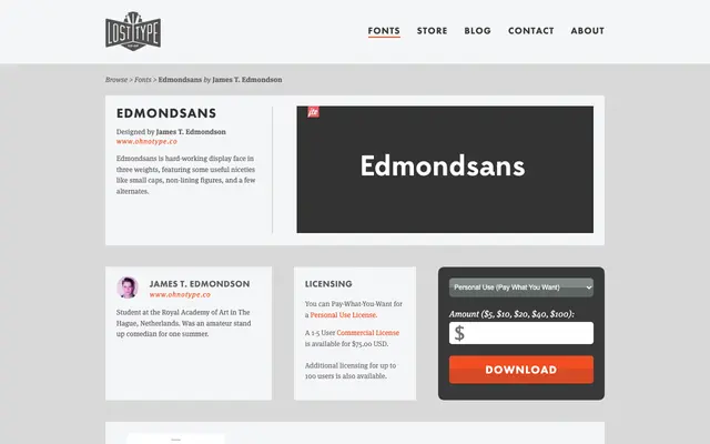 Edmondsans specimen from Lost Type Co-op