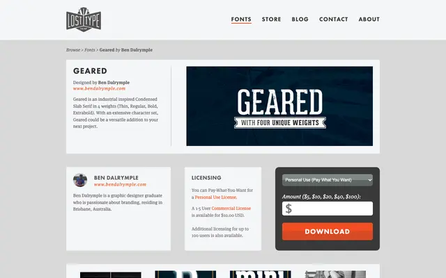 Geared specimen from Lost Type Co-op