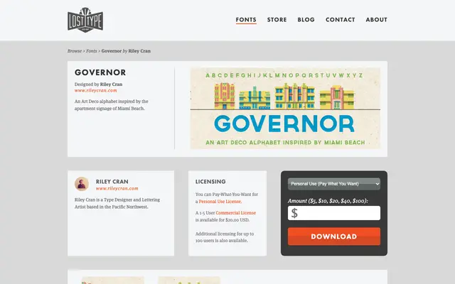 Governor specimen from Lost Type Co-op