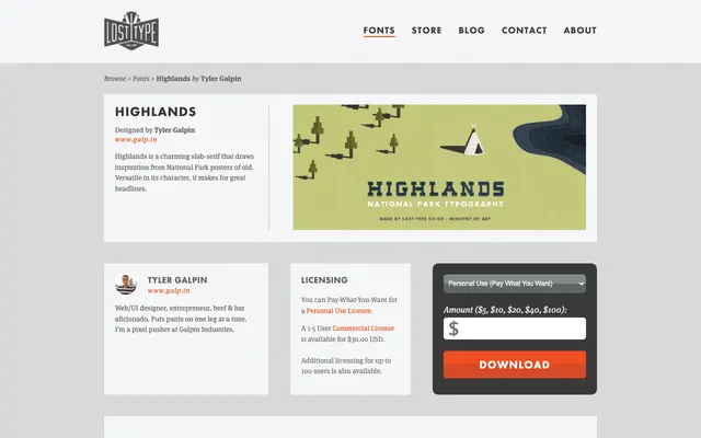 Highlands specimen from Lost Type Co-op