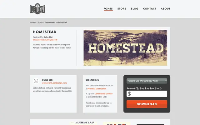 Homestead specimen from Lost Type Co-op