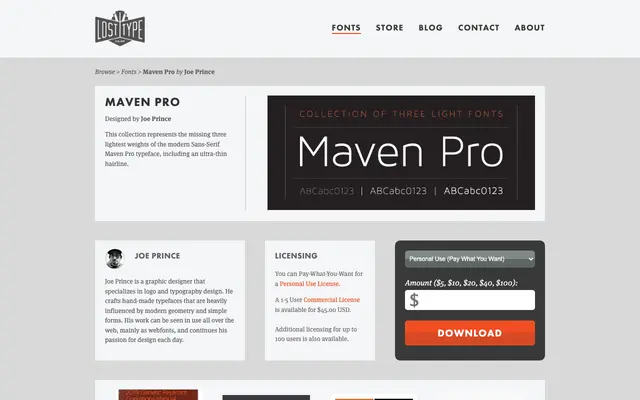 Maven Pro specimen from Lost Type Co-op