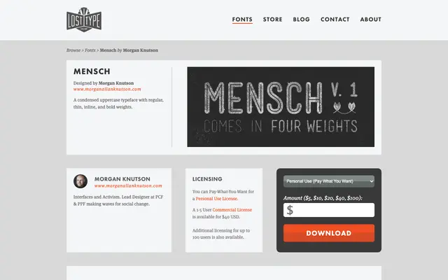 Mensch specimen from Lost Type Co-op
