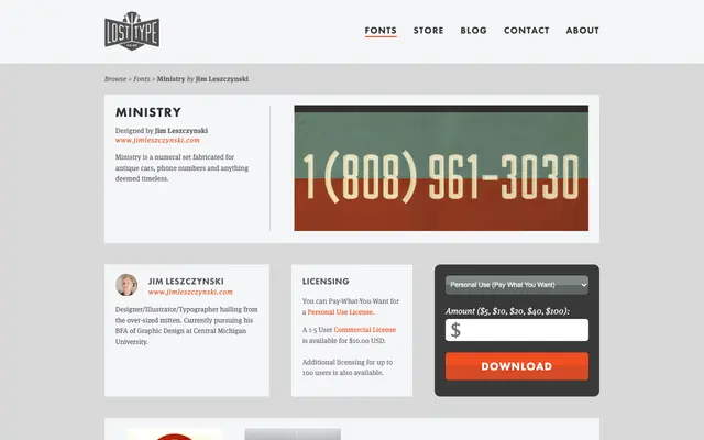 Ministry specimen from Lost Type Co-op
