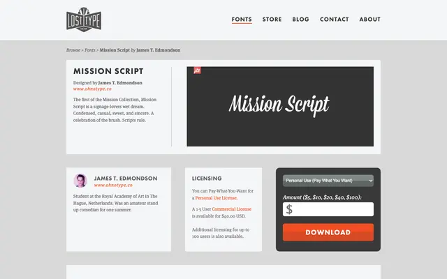 Mission Script specimen from Lost Type Co-op