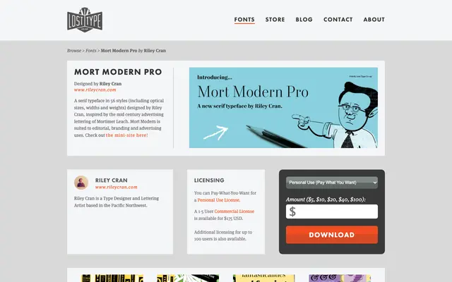 Mort Modern Pro specimen from Lost Type Co-op