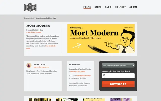 Mort Modern specimen from Lost Type Co-op