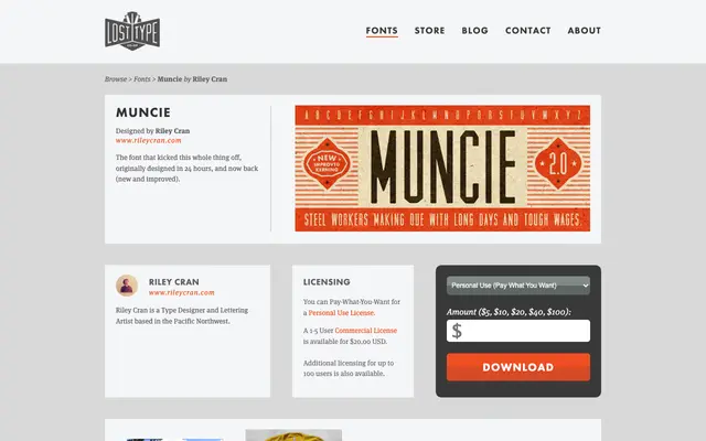 Muncie specimen from Lost Type Co-op