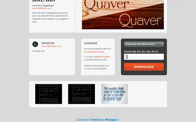 Quaver Serif specimen from Lost Type Co-op
