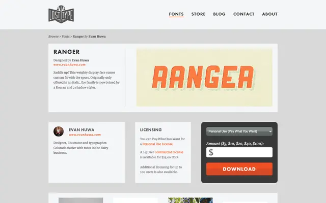 Ranger specimen from Lost Type Co-op