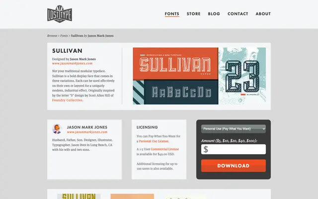 Sullivan specimen from Lost Type Co-op