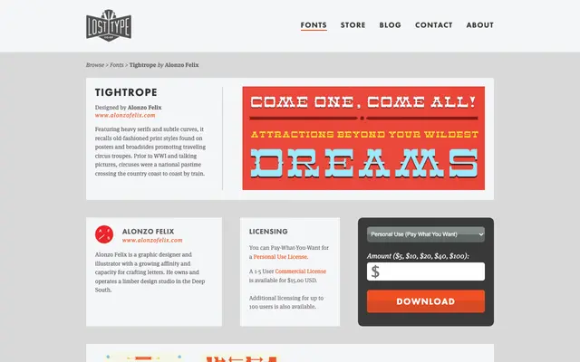 Tightrope specimen from Lost Type Co-op